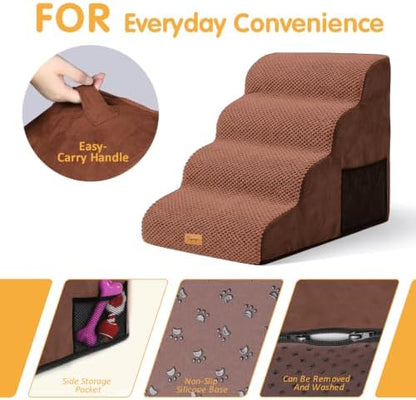 Topmart High Density Foam Dog Steps 4 Tiers, Extra Wide Deep Pet Steps - Image 4