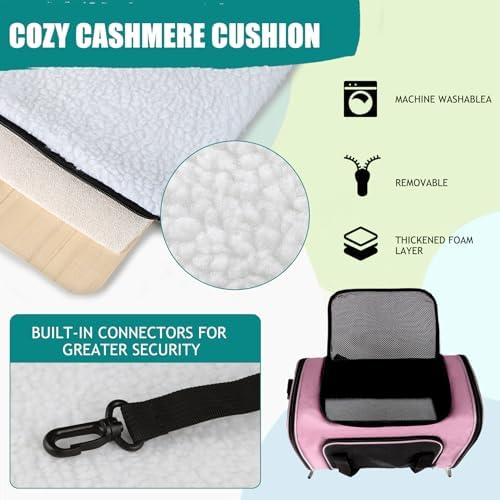 Top tasta Dog Cat Carrier Pet Carriers for Small Medium Large Cats Dogs Carrier Soft Sided Small Puppy Carrier Purse 15 lbs Portable Foldable Airline Approved Dog Cat Travel Carrier Pink 18x11x11 - Image 4