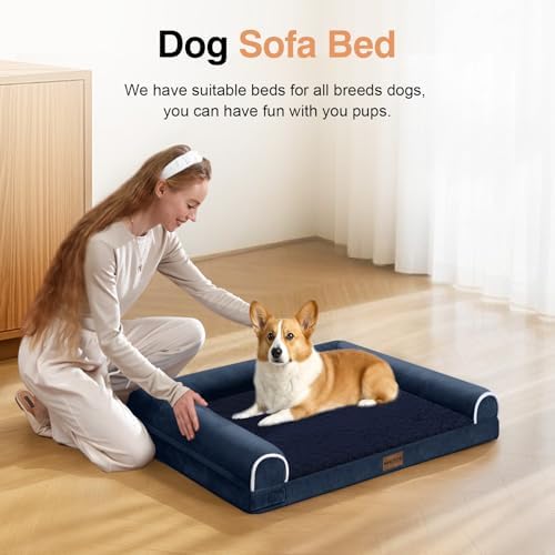NANUYA Orthopedic Dog Bed for Small Dogs, 24 x 16 Inch, Navy Blue - Image 3