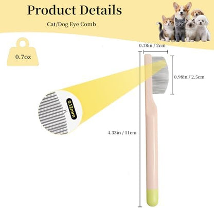 Stainless Steel Dog Eye Comb, Puppy Flea Brush (Pink) - Image 2
