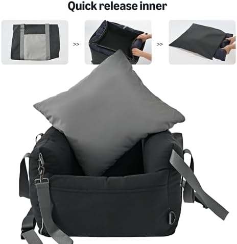 Amazon Basics Dog Car Seat, Pet Booster for Small-Medium Dogs with Leash & Washable Cover, Black - Image 3