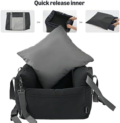 Amazon Basics Dog Car Seat, Pet Booster for Small-Medium Dogs with Leash & Washable Cover, Black - Image 3
