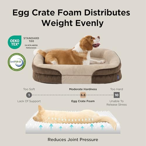 Bedsure 360°Oval Bolster Orthopedic Dog Bed Medium Size Dog,30" Brown - Image 4