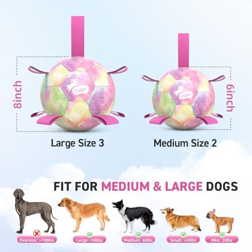 QDAN Dog Balls, Dog Soccer Ball with Straps,Puppy Girl Dog Toys, 6 Inch - Image 6