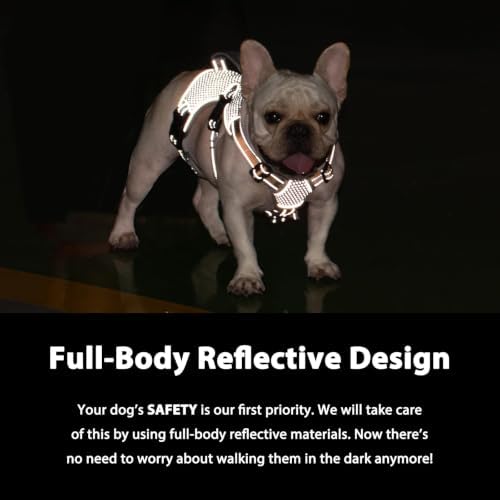 Huntboo Escape Proof Dog Harness, Dachshund Harness, Reflective Dog Harness with Handle, Durable,Adjustable Vest for Small Medium Large Dogs Walking, Training, and Running Gear (Orange,L) - Image 3