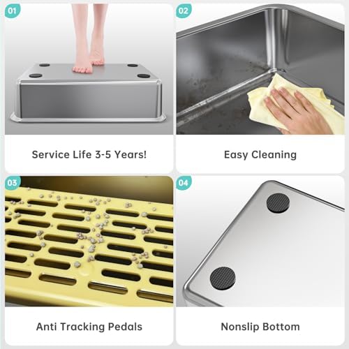 Stainless Steel Cat Litter Box, XL High Sided Open Top Litter Pan, 1 Scoop - Image 5