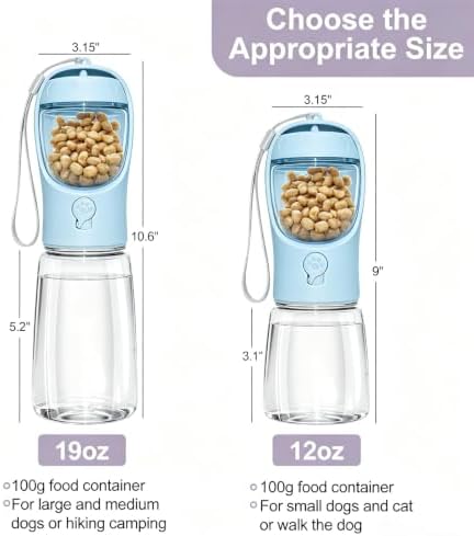 Portable Dog Water Bottle with Food Container, Drinking Bottle for Travel - Image 3