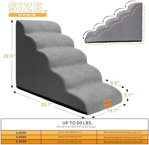 Topmart Dog Stairs for Small Dogs, 5-Step,22.5”H - Image 2
