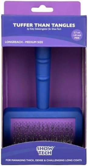 Show Tech Tuffer Than Tangles LongReach Medium, Slicker Brush for Dog Grooming, Dog Brush for Doodle Breeds, Dematting, Remove Undercoat - Image 2