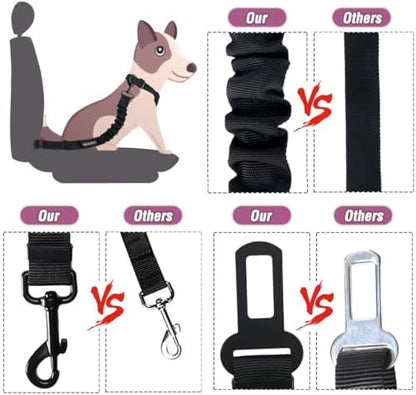 COOYOO Dog Seat Belt,Retractable Dog Car Harness Seat Belt for Car Adjustable Nylon Pet Safety Seat Belts Heavy Duty & Elastic Bungee Buffer - Image 6