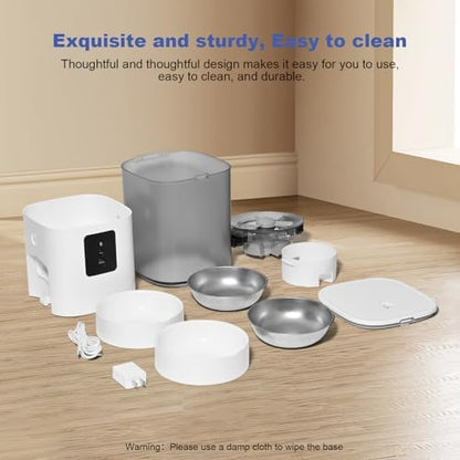 ANDOLL HOME 2.4G/5G Automatic Cat Feeder, 6L WiFi Cat Food Dispenser with 10s Voice Recorder, Double Bowl Pet Feeder up to 10 Meals per Day, Timed Feeder with Dry Food Sealed Ring (White) - Image 5