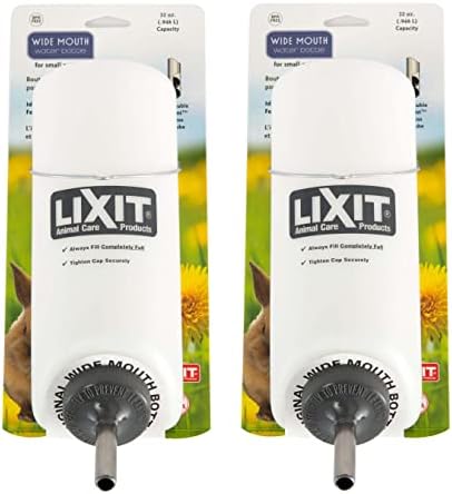 Lixit Wide Mouth BPA-Free Cage Water Bottles for Rabbits, Ferrets, Guinea Pigs, Rats, Chinchillas, Hamsters, Mice, Hedgehogs, Gerbils and Other Small Animals. (Translucent, 32 Ounce Pack of 2) by Lixit