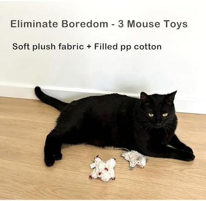 Catnip Mouse Toys for Cats, 3Pcs Interactive Plush Mice Cat Toys for Indoor - Image 4