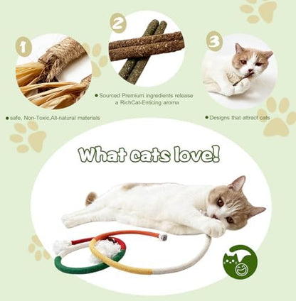 Silvervine Chew Sticks & Cat Chew Long Rope for Cats, 12 Pack Natural Catnip Chew Toys - Image 4