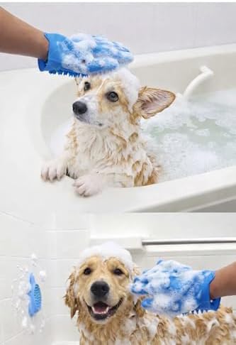 Pet Grooming Gloves for Cats & Dogs – Silicone Hair Removal Glove for Bathing, Shedding & Massage – Gentle Mitt for Long & Short Hair Pets with Drainage System - Image 6
