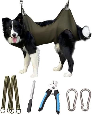 Kkiimatt 10 in 1 Dog Pet Grooming Hammock Harness with Nail Clippers, Nail File,XL Size Dog Hammock for Nail Trimm,Grooming Sling Holder Hanger Restraint for Claw Care by Kkiimatt