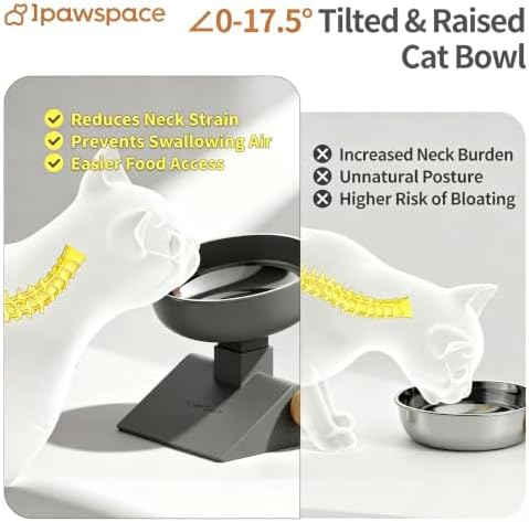 Elevated Cat Bowl,Raised Cat Bowl Stand with 3-Level Height,Grey - Image 2
