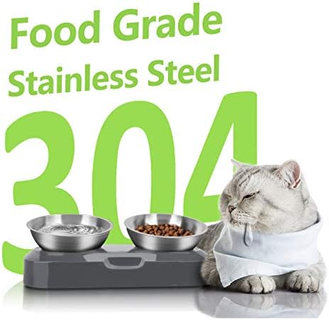 AYADA Raised Cat Food Bowl Stainless Steel 15 Degree Tilt (Double) - Image 5
