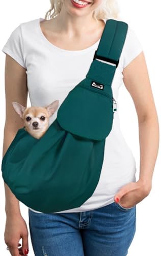 SlowTon Dog Carrier Sling - Thick Padded Shoulder Strap Adjustable, Green S by SlowTon