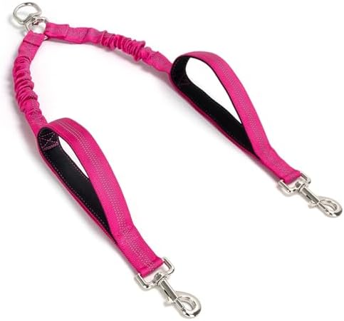 Dual Dog Leash Coupler Double Control Padded Handle for 2 Large Dogs by Mycicy
