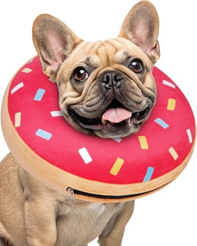 Inflatable Dog Pillow Cone Collar After Surgery, Donut Soft Neck Cone for Beagle French Bulldog Medium Plus Dogs, etc, Recovery E Collar to Stop Pink Donut by Didopet
