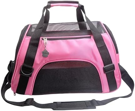 ZaneSun Cat Carrier,Soft-Sided Pet Travel Carrier for Cats,Dogs Puppy Comfort Portable Foldable Pet Bag Airline Approved (LightPink) by ZaneSun