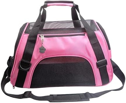 ZaneSun Cat Carrier,Soft-Sided Pet Travel Carrier for Cats,Dogs Puppy Comfort Portable Foldable Pet Bag Airline Approved (LightPink) by ZaneSun