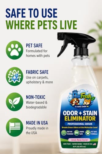 PawFresh Pet Odor & Stain Eliminator Spray, Linen Rose Scent, 16 oz - Image 4