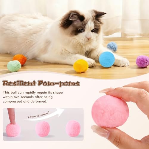 Kerros Cat Ball Toy Launcher with 30 Pom Pom Balls for Indoor Cats - Image 5