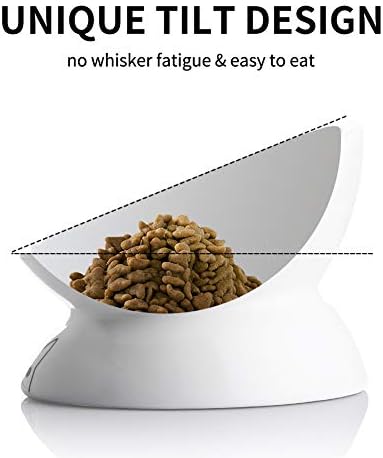Sweejar Ceramic Raised Cat Bowls, Slanted Cat Dish Food or Water Bowls, Elevated Porcelain Pet Feeder Bowl Protect Cat's Spine, Stress Free, Backflow Prevention (White) - Image 5