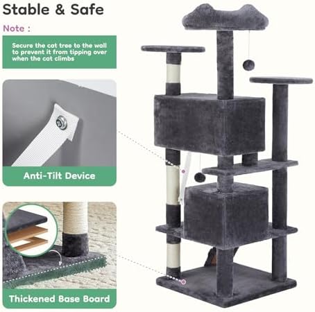 DUMOS 54 Inch Cat Tree Tower with Scratching Posts - Image 6