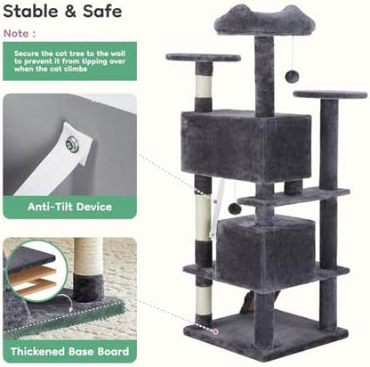 DUMOS 54 Inch Cat Tree Tower with Scratching Posts - Image 6