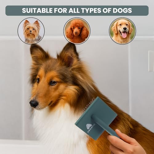Self- Cleaning Slicker Brush for Dogs Suitable for Short & Long Haired Dogs and Effective Deshedding for Pet Grooming, Undercoat Removal, Tangle-Free Fur (Green Brush + Comb) - Image 4