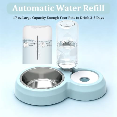 Double Dog Bowls, Cat Food & Water Bowl Set with Water Dispenser - Image 3