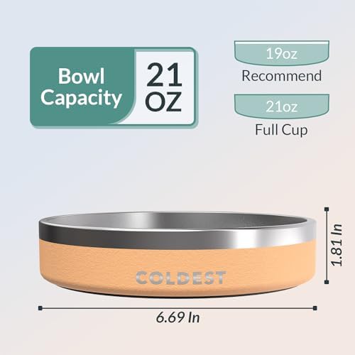 Coldest Dog Bowl - Anti Rust Metal, Non Slip, 3 Layers Insulated Stainless Steel Dog Bowls - Spill Proof & Heavy Duty - Water Bowl for Dogs, Cats & Pets, Dish Washer Safe (21 oz, Sahara Tan) - Image 4