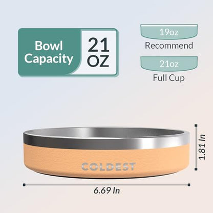 Coldest Dog Bowl - Anti Rust Metal, Non Slip, 3 Layers Insulated Stainless Steel Dog Bowls - Spill Proof & Heavy Duty - Water Bowl for Dogs, Cats & Pets, Dish Washer Safe (21 oz, Sahara Tan) - Image 4