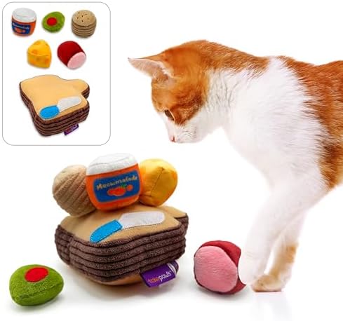 6-Piece Charcuterie Playset - Plush Cat Toys, Cheese Board - Image 4