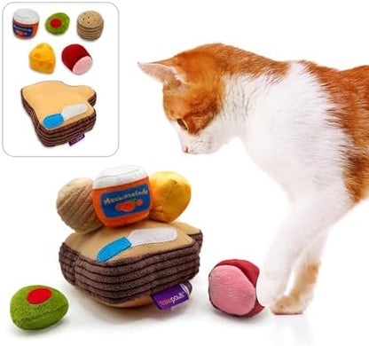 6-Piece Charcuterie Playset - Plush Cat Toys, Cheese Board - Image 4