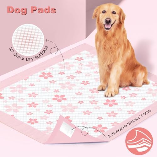 MIZOK Pink Puppy Pads with Adhesive Tabs Disposable Pee Pads 36x36in 30Ct - Image 6
