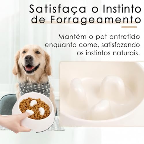 SUPERDESIGN Slow Feeder Dog Bowl Cat Bowl 1/2 Cup Slow Feeding Dog Bowl for Small Medium Breed Anti Gulping Healthy Eating Interactive Bloat Stop Fun Alternative Non Slip Puzzle Dog Food Bowl, White - Image 6