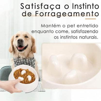 SUPERDESIGN Slow Feeder Dog Bowl Cat Bowl 1/2 Cup Slow Feeding Dog Bowl for Small Medium Breed Anti Gulping Healthy Eating Interactive Bloat Stop Fun Alternative Non Slip Puzzle Dog Food Bowl, White - Image 6