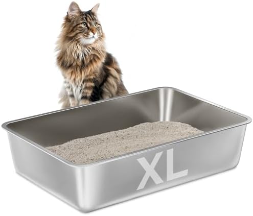 Stainless Steel Litter Box XL,Metal Cat Litter Box for Big Cats by EGMEHOADaddscolortoyourhome