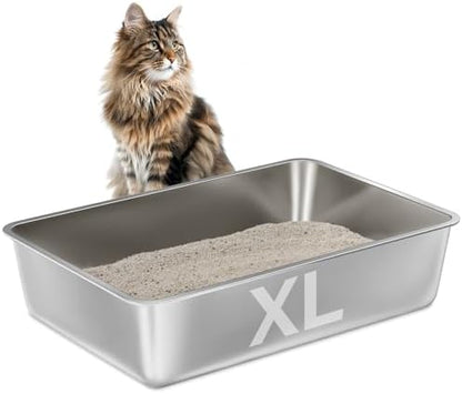 Stainless Steel Litter Box XL,Metal Cat Litter Box for Big Cats by EGMEHOADaddscolortoyourhome