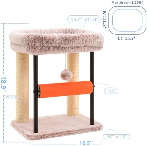 Hey-brother Cat Tree, Sturdy Tower with Sisal-Wrapped Columns, MPJ010SMU - Image 3