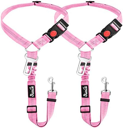 SlowTon Dog Seat Belt for Car, 2 Pack Dog Car Harness Seatbelt with Bungee by SlowTon