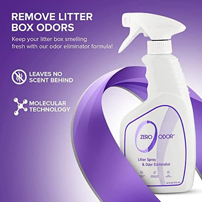 Zero Odor Litter Box Odor Eliminator Spray, Cat Litter Deodorizer, 16 oz - Image 2