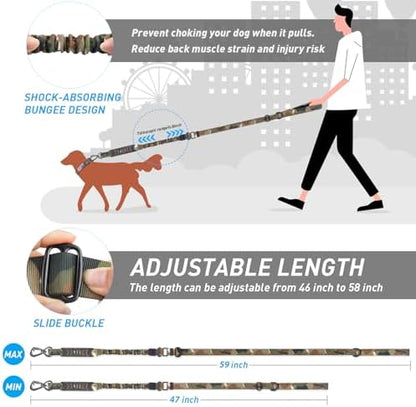 Hotsky Tactical Bungee Shock Absorbing No Pull Strong Dog Leash,CP,4-6FT - Image 6