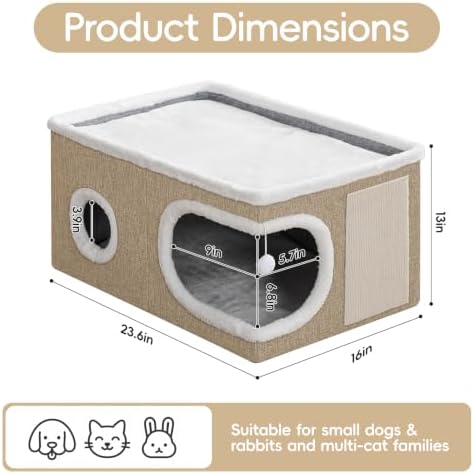 Extra Wide Cat Houses for Indoor Cats, Large Covered Cat Bed Cave - Image 4