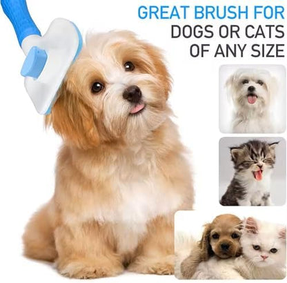 Generic Pet Grooming Brush, Blue - Self Cleaning Hair Brush for Dogs and Cats, Removes Loose Undercoat, Bristles with Massage Particles, Ergonomic Handle, For Long or Short Hair Breeds - Image 6