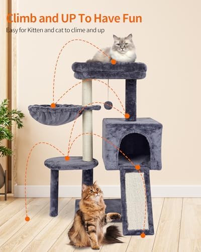 Cute Cat Tree Kitten Cat Tower Condo Furniture Scratching Posts Hammock D - Image 3